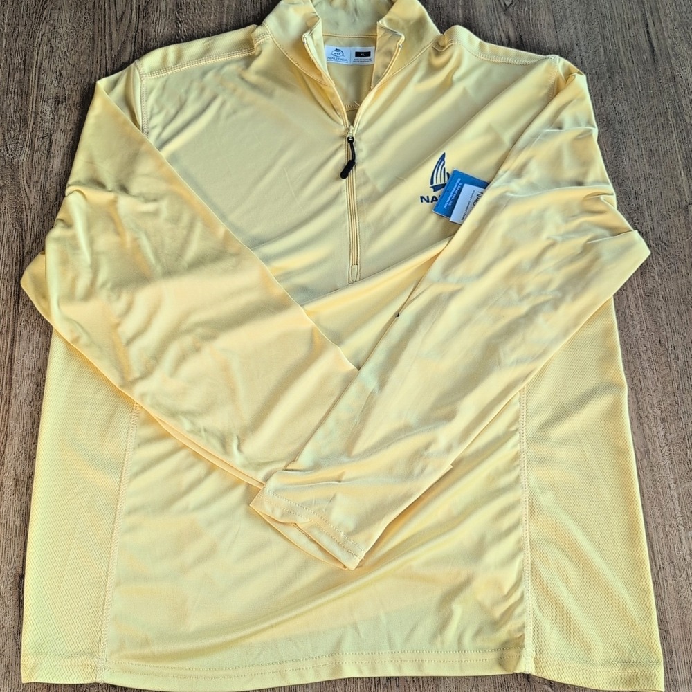 Nautica Angler OTF Men's XL Shirt Yellow Quick Dry Fishing UPF 50+ Ultracool New - Picture 2 of 10